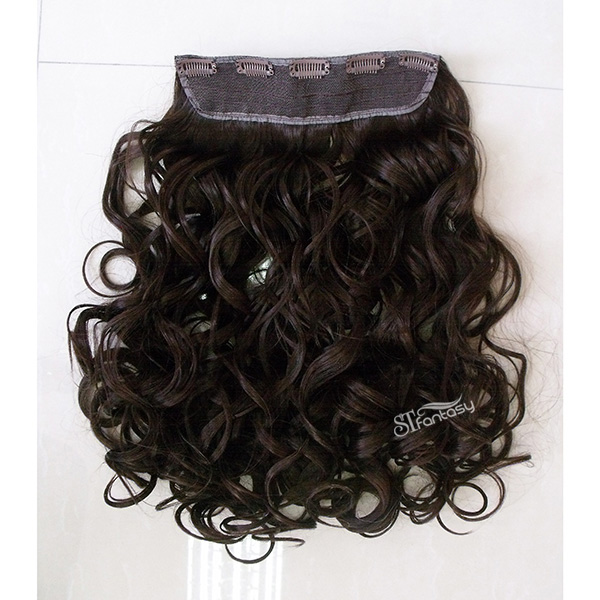 ST dark brown synthetic hair extension super wave hair weaving