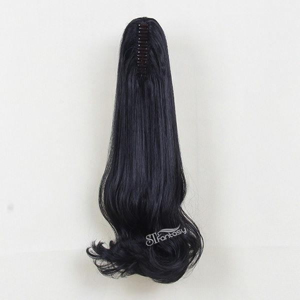 22" Long curly black synthetic claw in hair extension ponytail