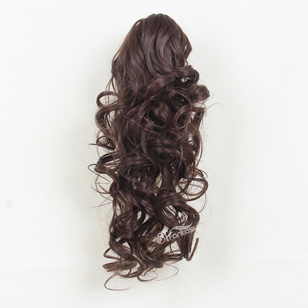 17.5" natural brown color super wave synthetic hair ponytail