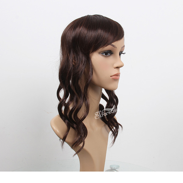 Long curly synthetic hair toupee for women