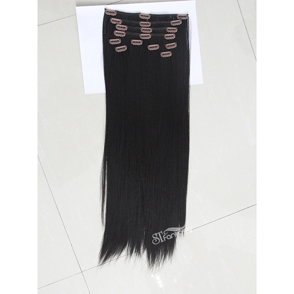 Silky straght synthetic clip in hair extension with 10 pieces