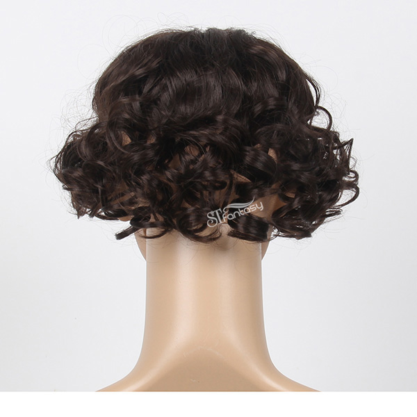 Short black kinky curly synthetic hair toupee for women