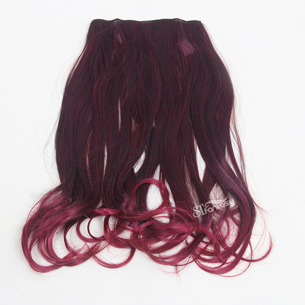 Wholesale long curly ombre red synthetic hair extension