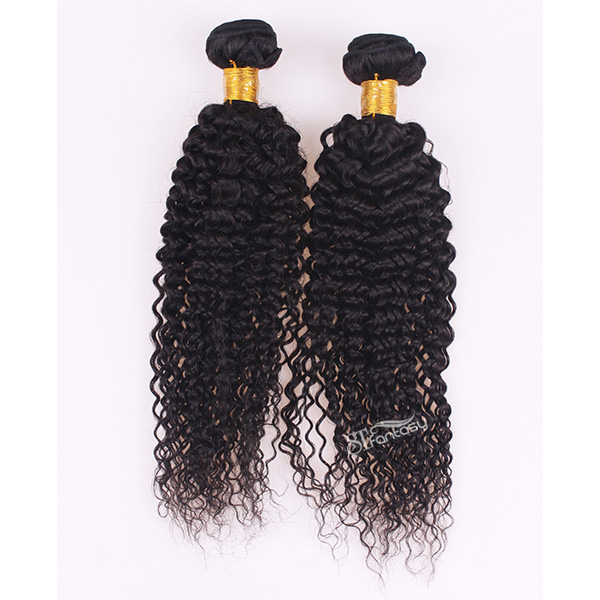 Black kinky curly non remy human hair extension for afro women