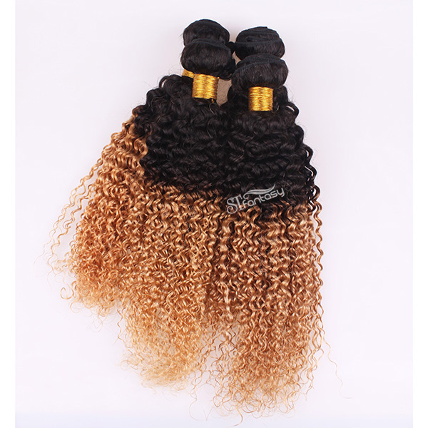 14 inch afro wave ombre hair extension brazillian hair weft