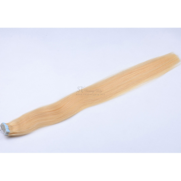 Straight blonde human hair tape hair extension for white women
