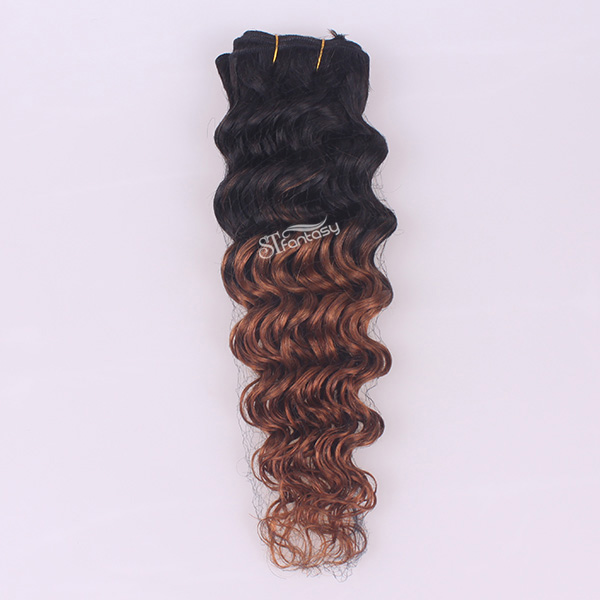 Deep wave human hair extension two tone color hair weaving