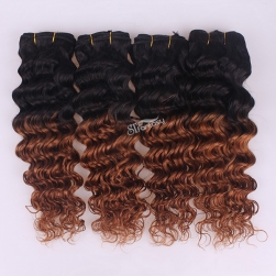 Deep wave human hair extension two tone color hair weaving