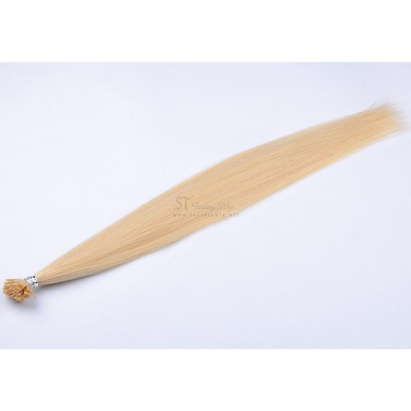 Straight blonde flat tip hair extension human hair