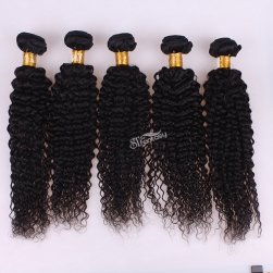 Black kinky curly non remy human hair extension for afro women