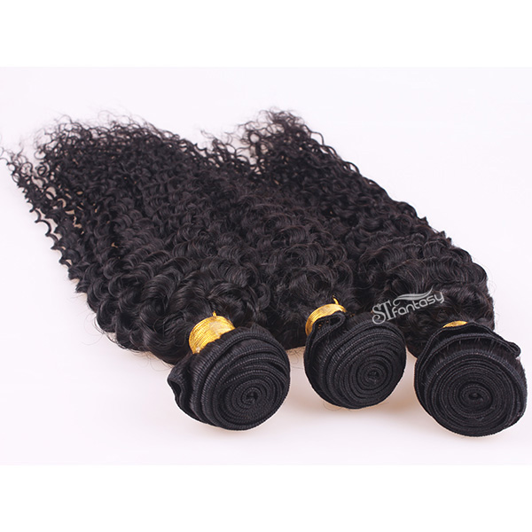 Black kinky curly non remy human hair extension for afro women