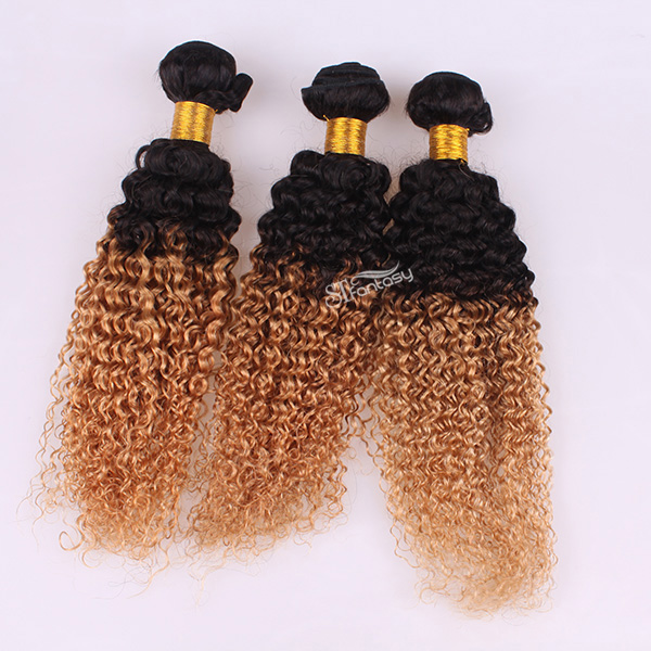 14 inch afro wave ombre hair extension brazillian hair weft