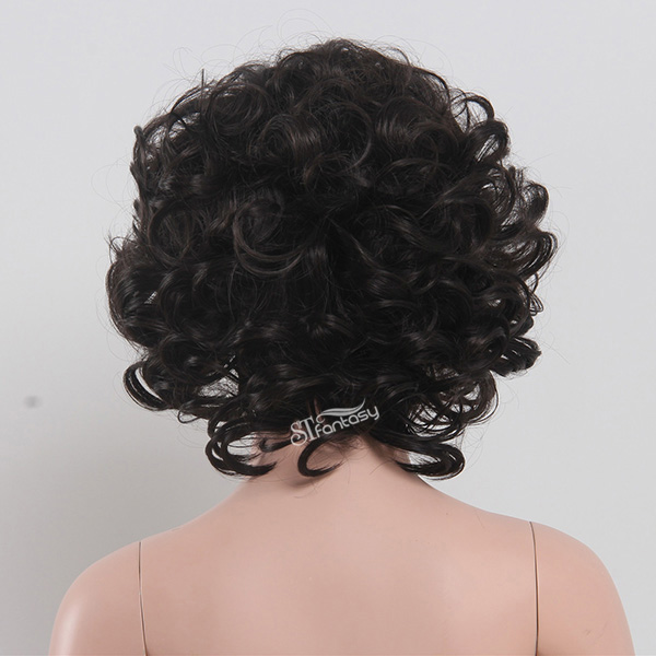 Cute fluffy curly synthetic hair wig for kids black