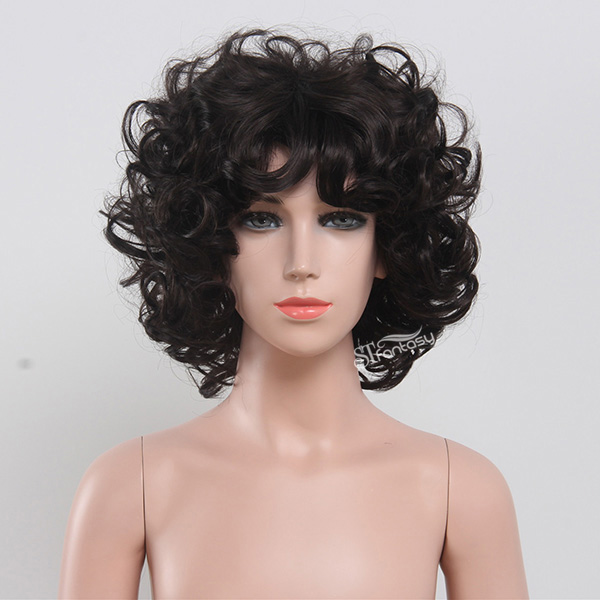 Cute fluffy curly synthetic hair wig for kids black