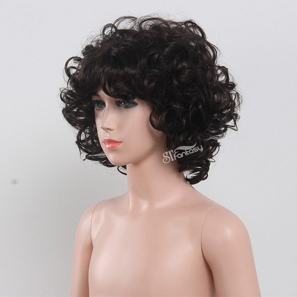 Cute fluffy curly synthetic hair wig for kids black