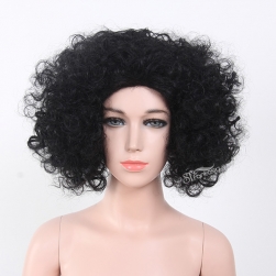 Short black afro wig for kids with imported synthetic fiber wholesale
