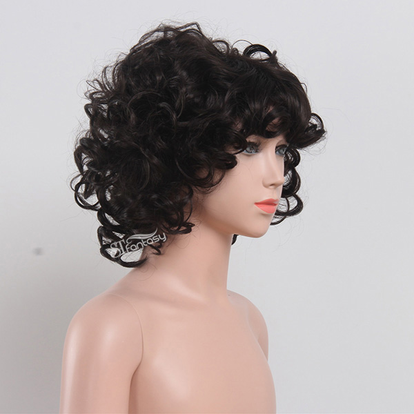 Cute fluffy curly synthetic hair wig for kids black