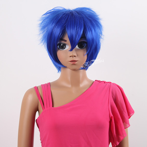 Short blue naruto cosplay wig with high temperature fiber