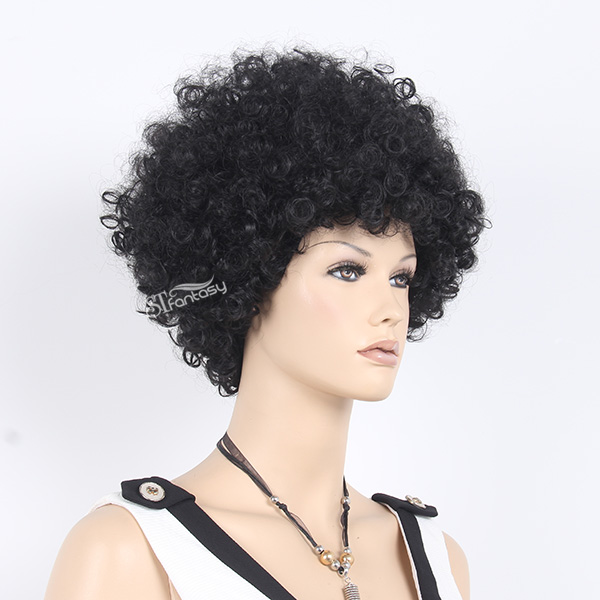 13.5 inch 1B color short curly wig for black women