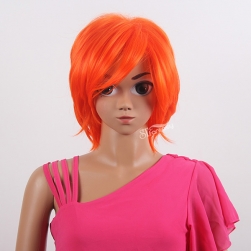 Short orange synthetic fiber Jepanese anime cosplay wig for men