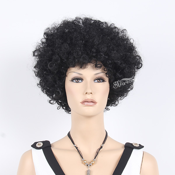 13.5 inch 1B color short curly wig for black women