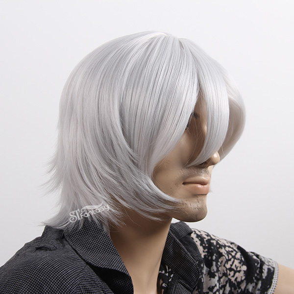 Silver grey short jepanese cosplay wig for men
