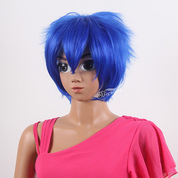 Short blue naruto cosplay wig with high temperature fiber