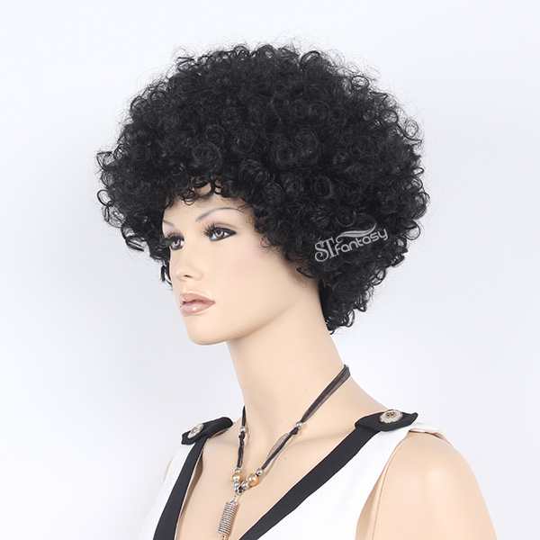 13.5 inch 1B color short curly wig for black women