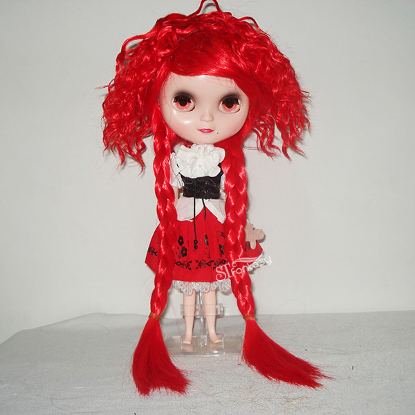 Red doll wig with two little braids for american girl