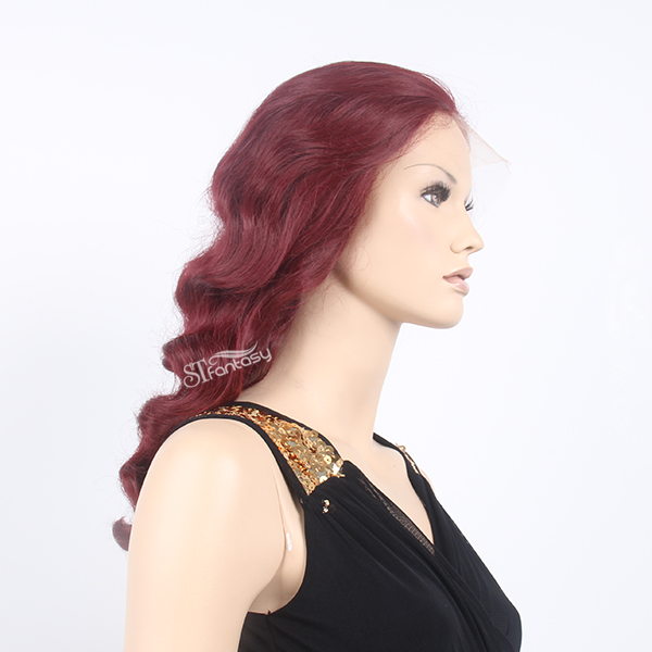 Vintage Style long body wave lace front wigs used synthetic fiber