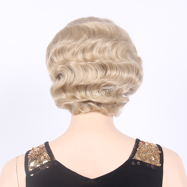Fashionable short blonde lace front wigs for British women