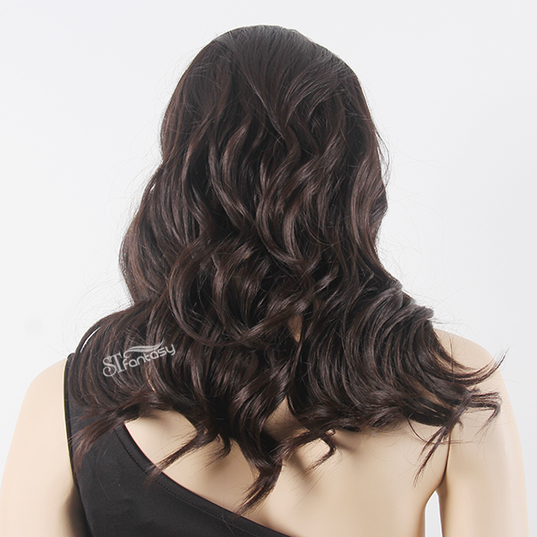 Black synthetic lace front wigs for women with curly style