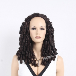 Guangzhou factory wholesale 25" kinky curly synthetic hair half wig