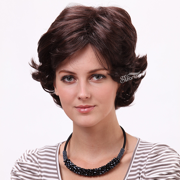 Natural color water wave mom wigs with high quality synthetic fiber