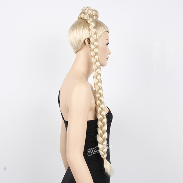 Long blonde synthetic hair braided wig for store window mannequin head