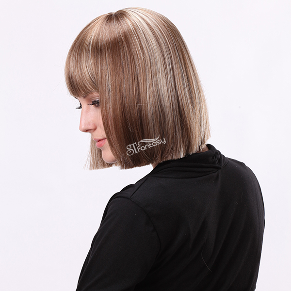 12" Bottom smooth grey brown mixd color wigs popular in England