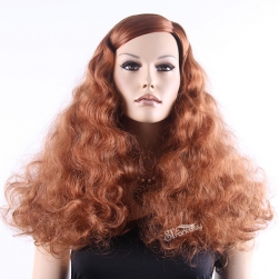 Long curly brown fluffy synthetic hair wigs for female mannequin