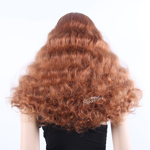 Long curly brown fluffy synthetic hair wigs for female mannequin