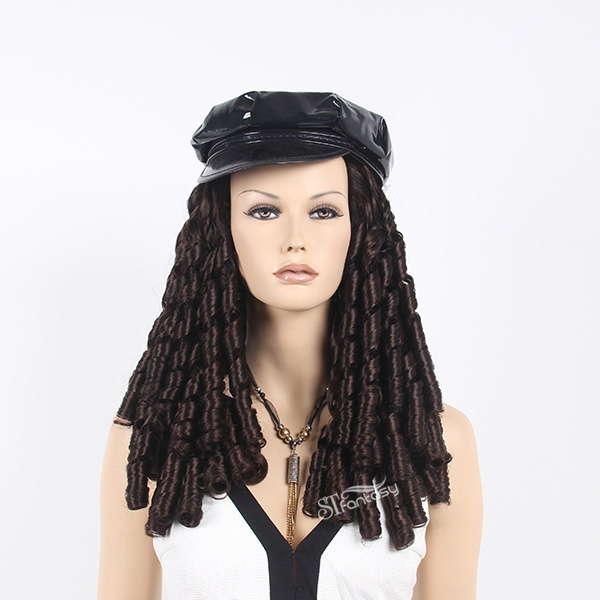 Big curl long synthetic hair half wig black color for african american women