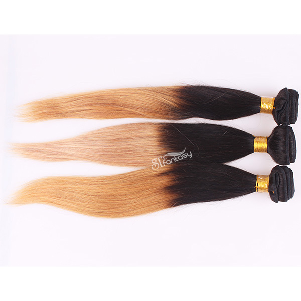 Ombre straight brazillian human hair weft