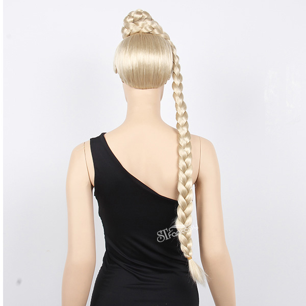 Long blonde synthetic hair braided wig for store window mannequin head