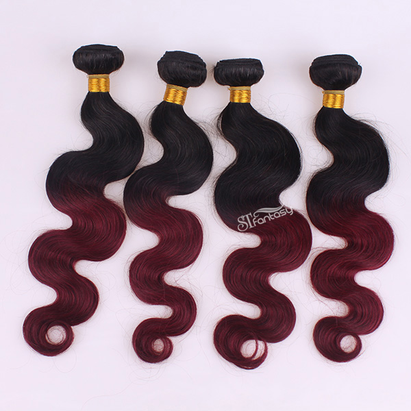 1B omber 99j curly human hair weaving seal in hair extension