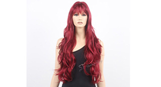 Warm red synthetic hair wig style