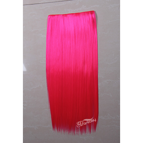 Silky straight rose red synthetic hair weft wirh 4 clips