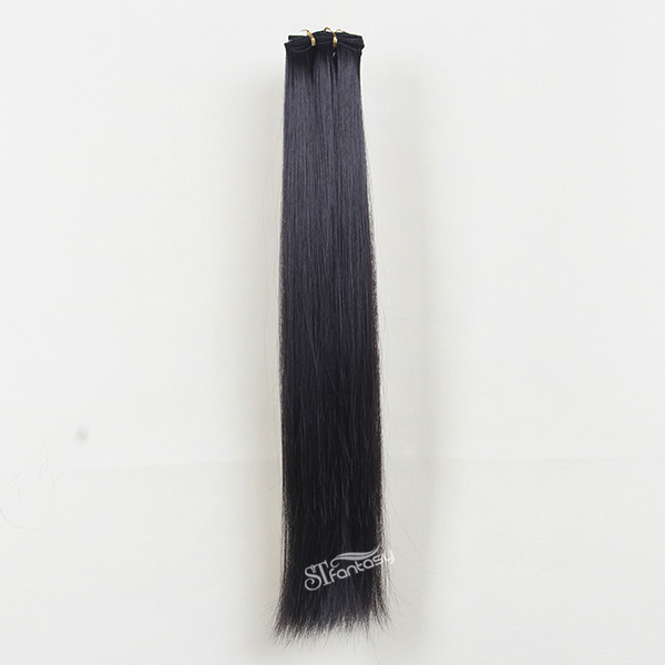 One piece black straight long synthetic hair weaving