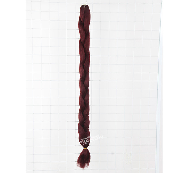 Long synthetic hair african braided wig red color