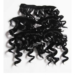 Kinky curly 5 pieces per set clip in synthetic hair extension for black women