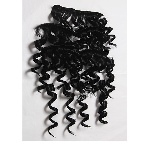 Kinky curly 5 pieces per set clip in synthetic hair extension for black women