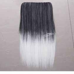 Grey ombre white one piece synthetic hair extension wholesale