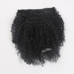 Kinky curly synthetic clip in hair extensions with 6 pieces per set